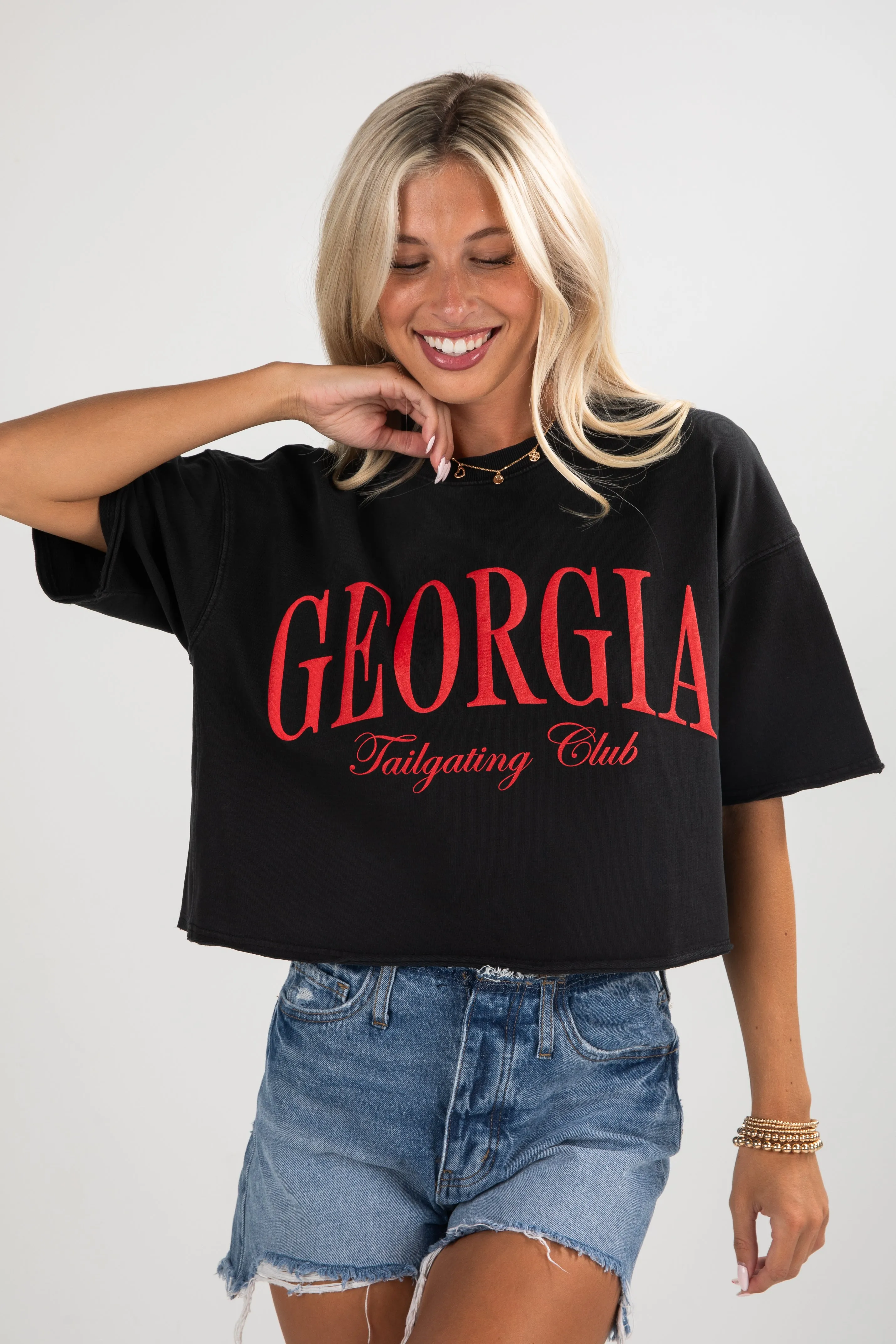 Bold Look Black Georgia Tailgating Club Cropped Tee