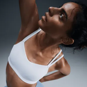 Buttoned seams Adaptive Compression Women's Zenvy Strappy Light-Support Padded Sports Bra (100 - White/PCG3C)