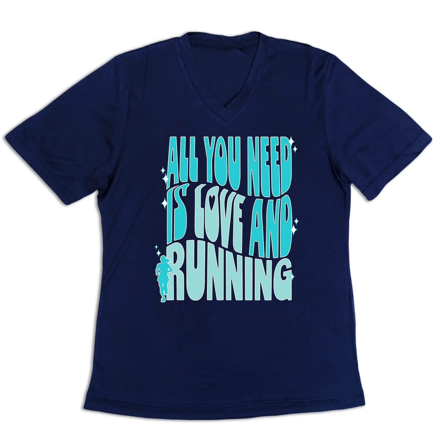 Antibacterial Treatment Vegan Women's Short Sleeve Tech Tee - All You Need is Love and Running