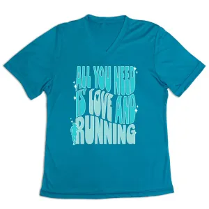 Women's Short Sleeve Tech Tee - All You Need is Love and Running skinny but not tight Everyday Style Trend