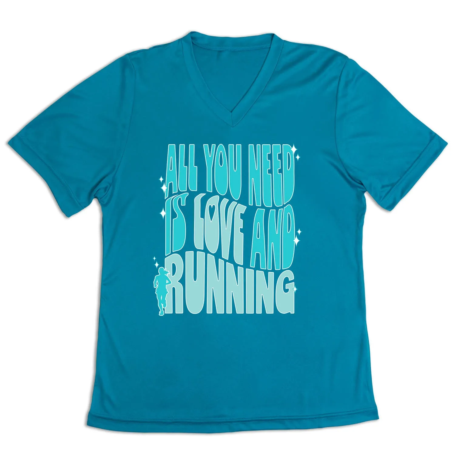 Women's Short Sleeve Tech Tee - All You Need is Love and Running skinny but not tight Everyday Style Trend