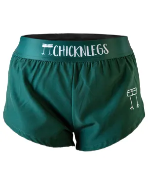 Women's Forest Green 1.5" Split Shorts Static Resistant Fibers Silicone Gripper Strips