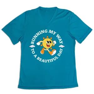 Women's Short Sleeve Tech Tee - Running My Way to a Beautiful Day Minimalist Apparel Daily Comfort