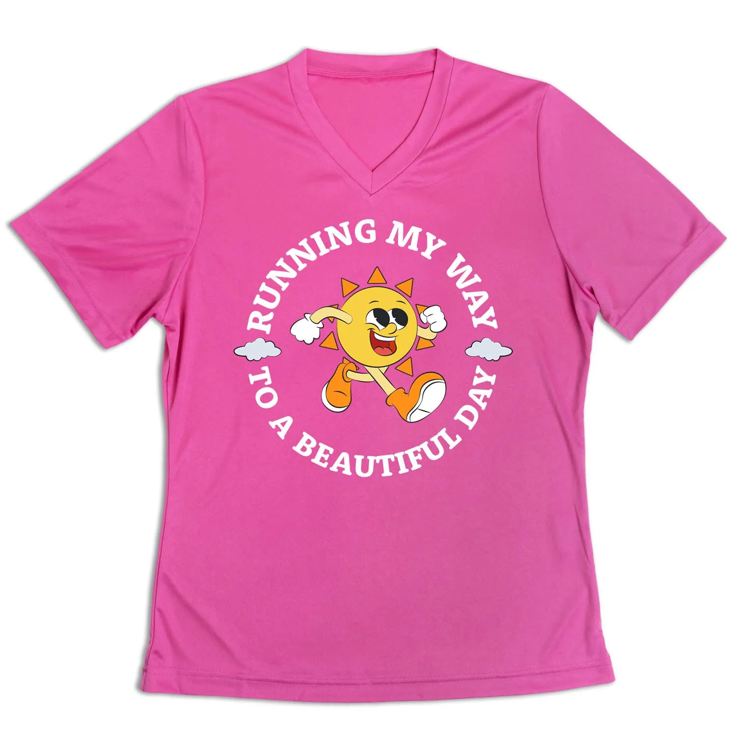 Women's Short Sleeve Tech Tee - Running My Way to a Beautiful Day Stretchable Weave Buttery Soft Fabric