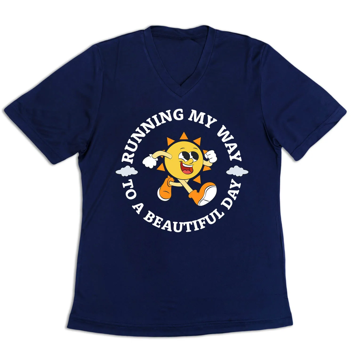 Women's Short Sleeve Tech Tee - Running My Way to a Beautiful Day Casual Look Wear Printed design