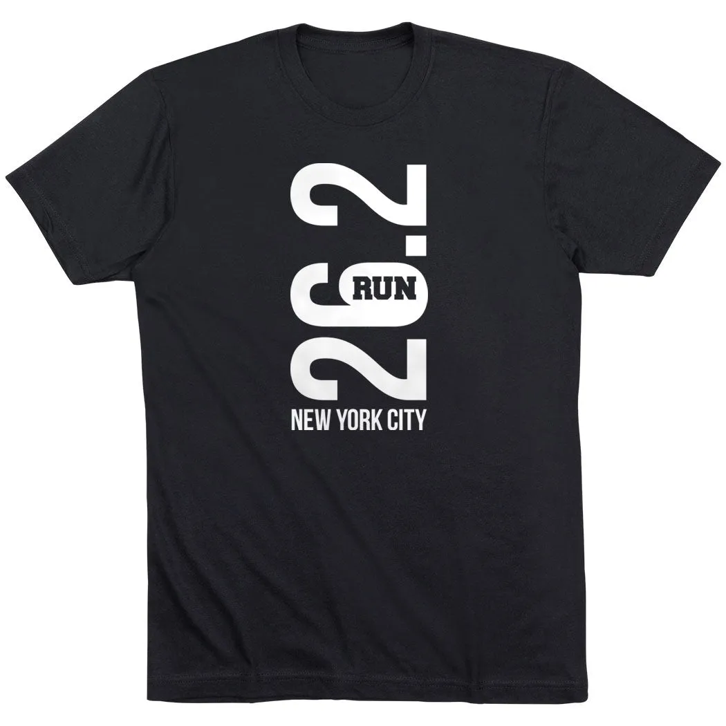 EcoFriendlyDyes Modern Casual Running Short Sleeve T-Shirt - New York City 26.2 Vertical
