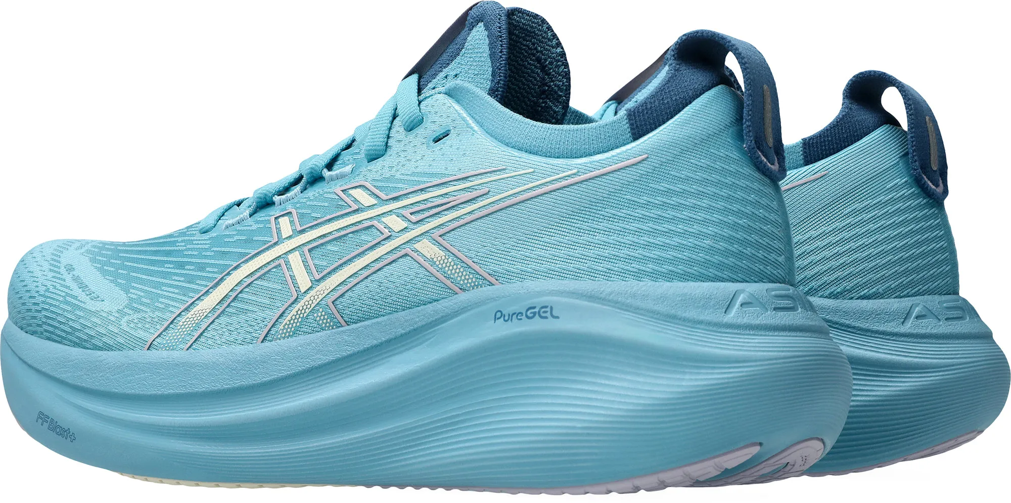 Hydrophilic Multi Directional Tread Design Asics Gel Nimbus 27 Womens Running Shoes - Blue