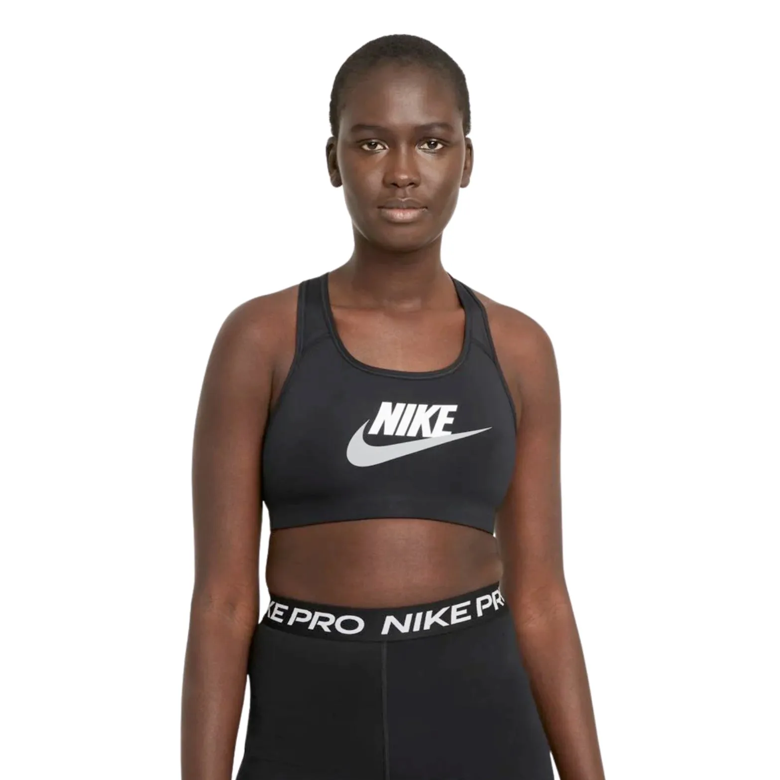 Nike Women's Dri-FIT Swoosh Bra Black / White / Particle Grey sports events
