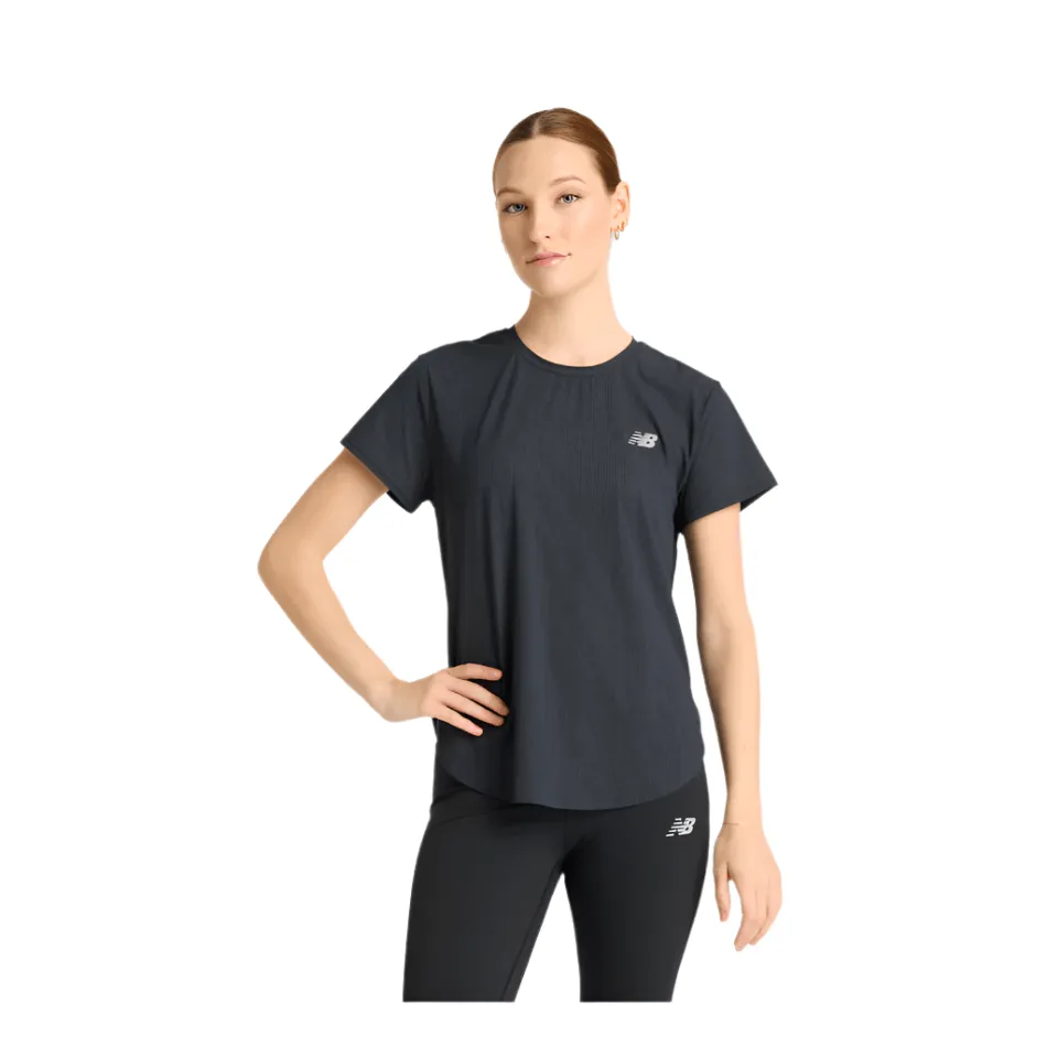 New Balance Women's Race Day Ultralight T-shirt in Black SS25 Stretch Comfort Sleeveless