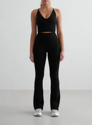 Black Shape Seamless Flare Tights & Cross Back Bralette Set Regulation - following Heat Sealed Edges