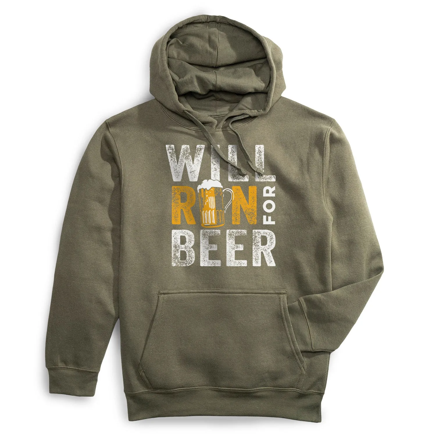 Statement Fleece Hoodie -  Will Run For Beer Creative Glow