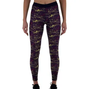 More Mile Go For It Printed Womens Long Running Tights - Purple Stretch Fit For Teens Petite Size Skin Friendly