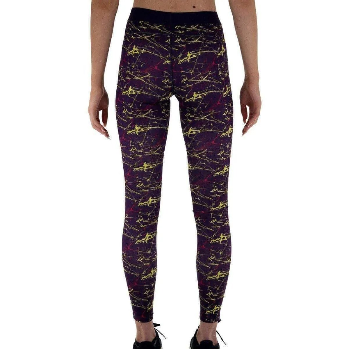 More Mile Go For It Printed Womens Long Running Tights - Purple Buttery Soft Cozy Basics