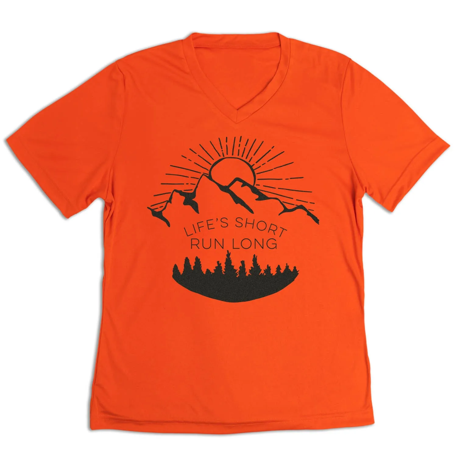 Moisture Management Women's Short Sleeve Tech Tee - Life's Short Run Long (Mountains)