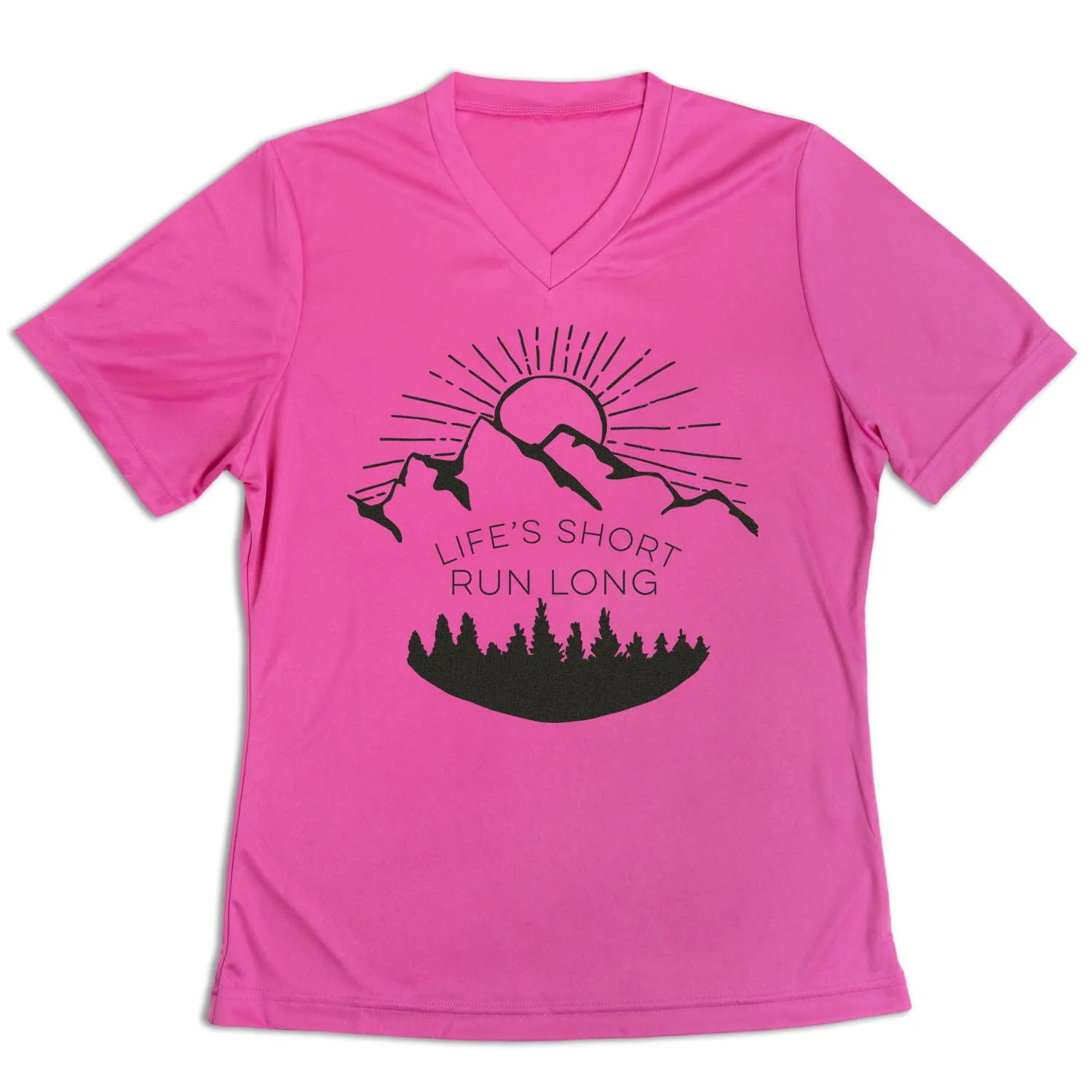 Retro weekday wear Women's Short Sleeve Tech Tee - Life's Short Run Long (Mountains)
