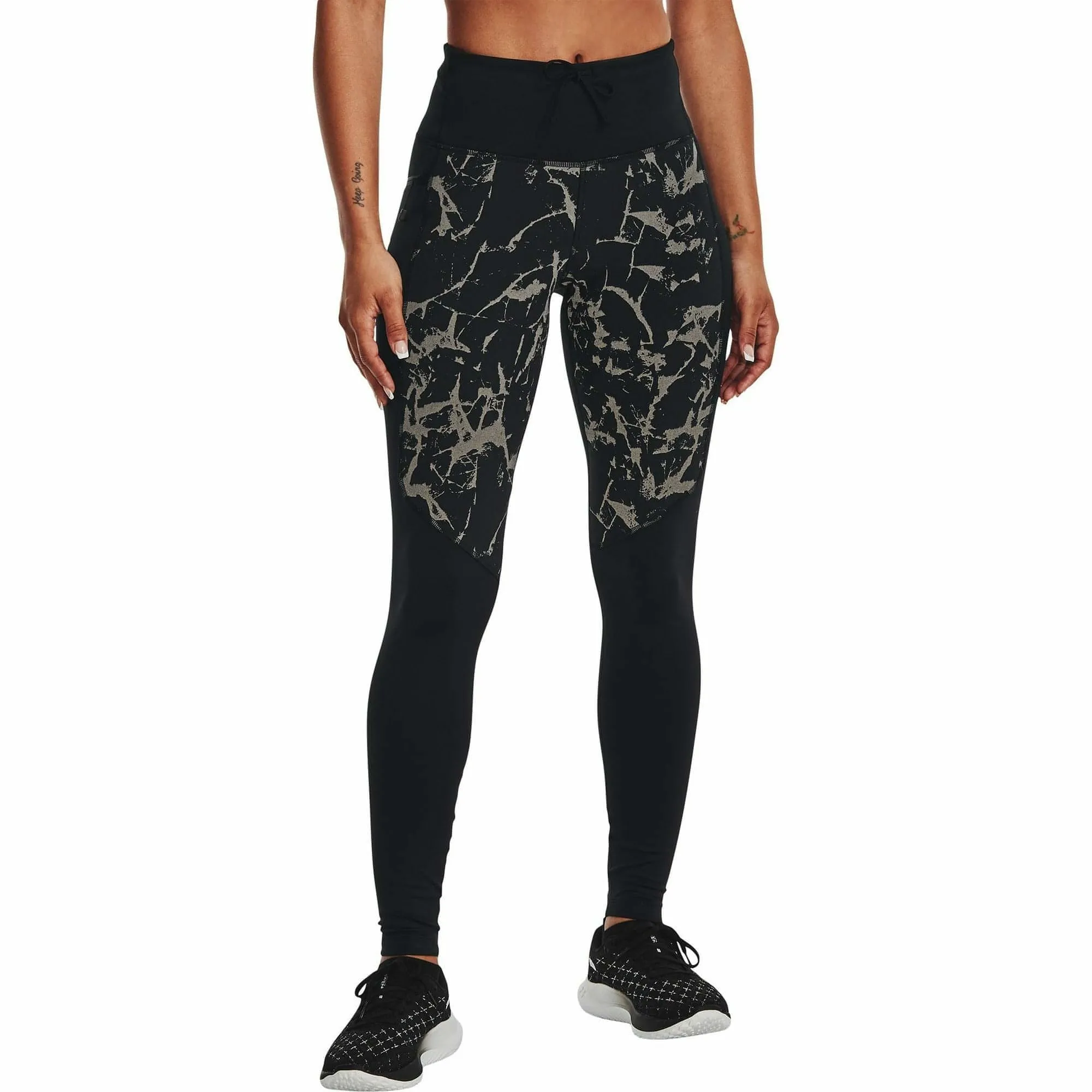 Tall Fit Airport Travel Under Armour OutRun The Cold Womens Long Running Tights - Black