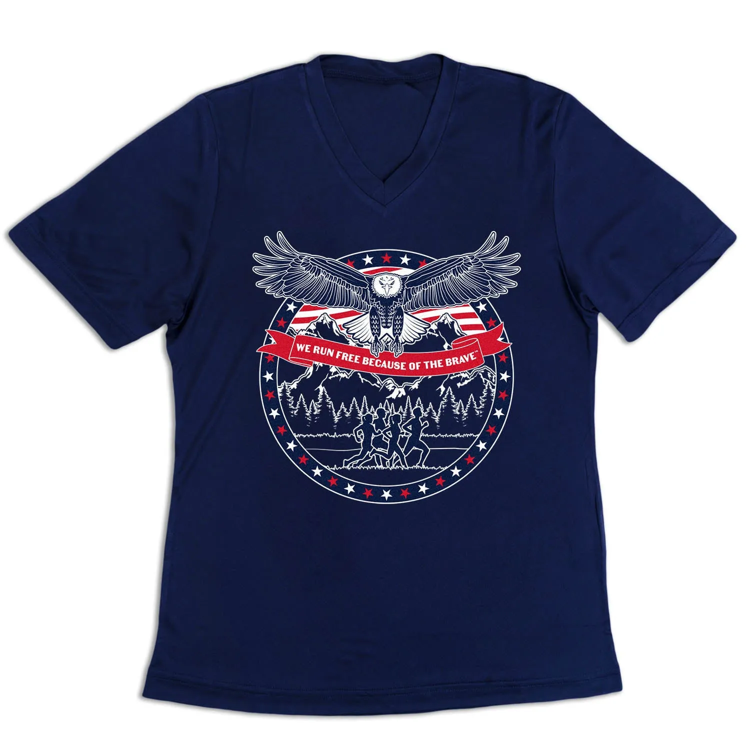 Smooth Jersey Texture Women's Short Sleeve Tech Tee - We Run Free Because Of The Brave