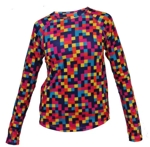 ReinforcedNeckline Sporty Design Perfect Layer Colorblock Long Sleeve Performance Top