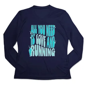 Everyday Comfort Style MicroPiqueKnit Women's Long Sleeve Tech Tee - All You Need is Love and Running