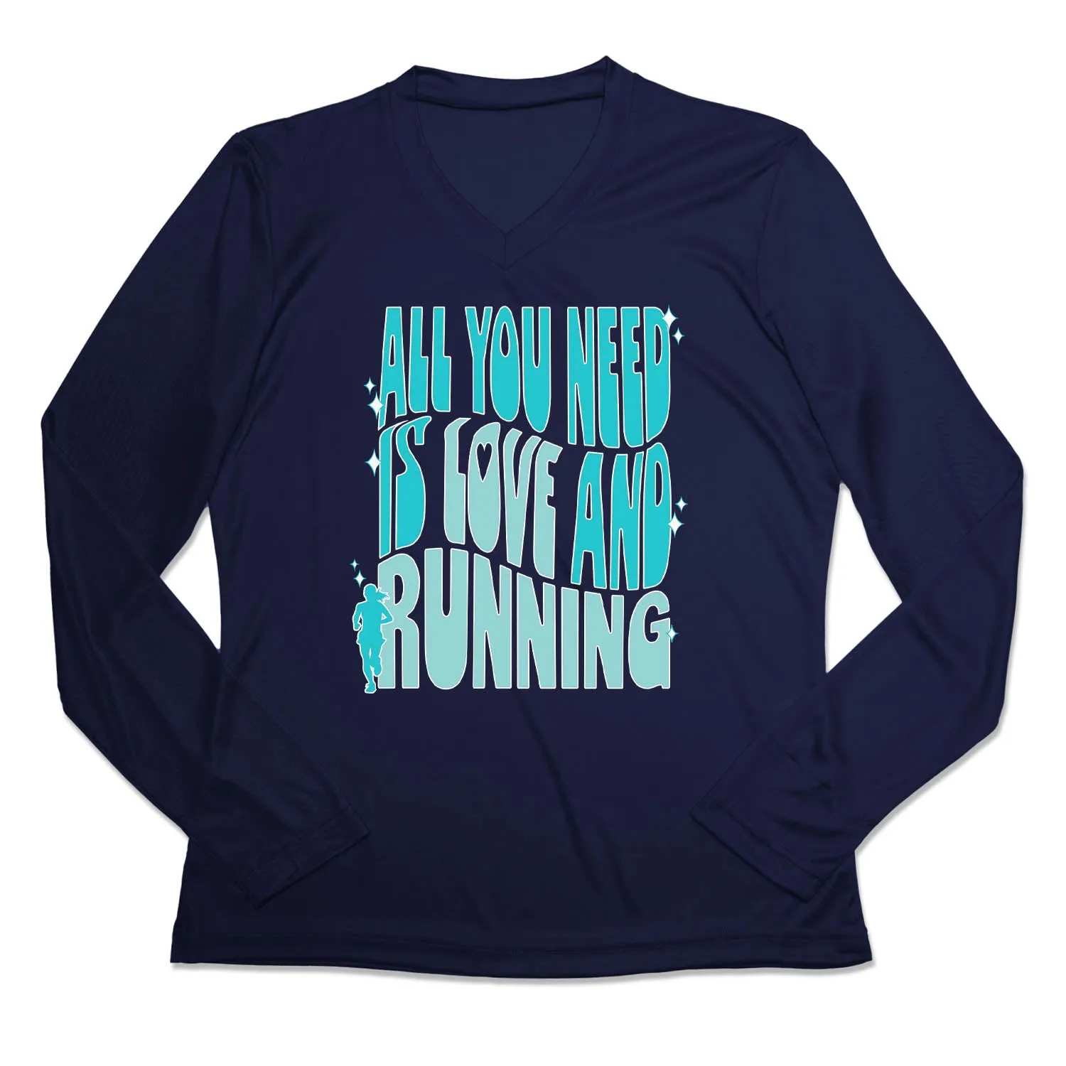 Everyday Comfort Style MicroPiqueKnit Women's Long Sleeve Tech Tee - All You Need is Love and Running