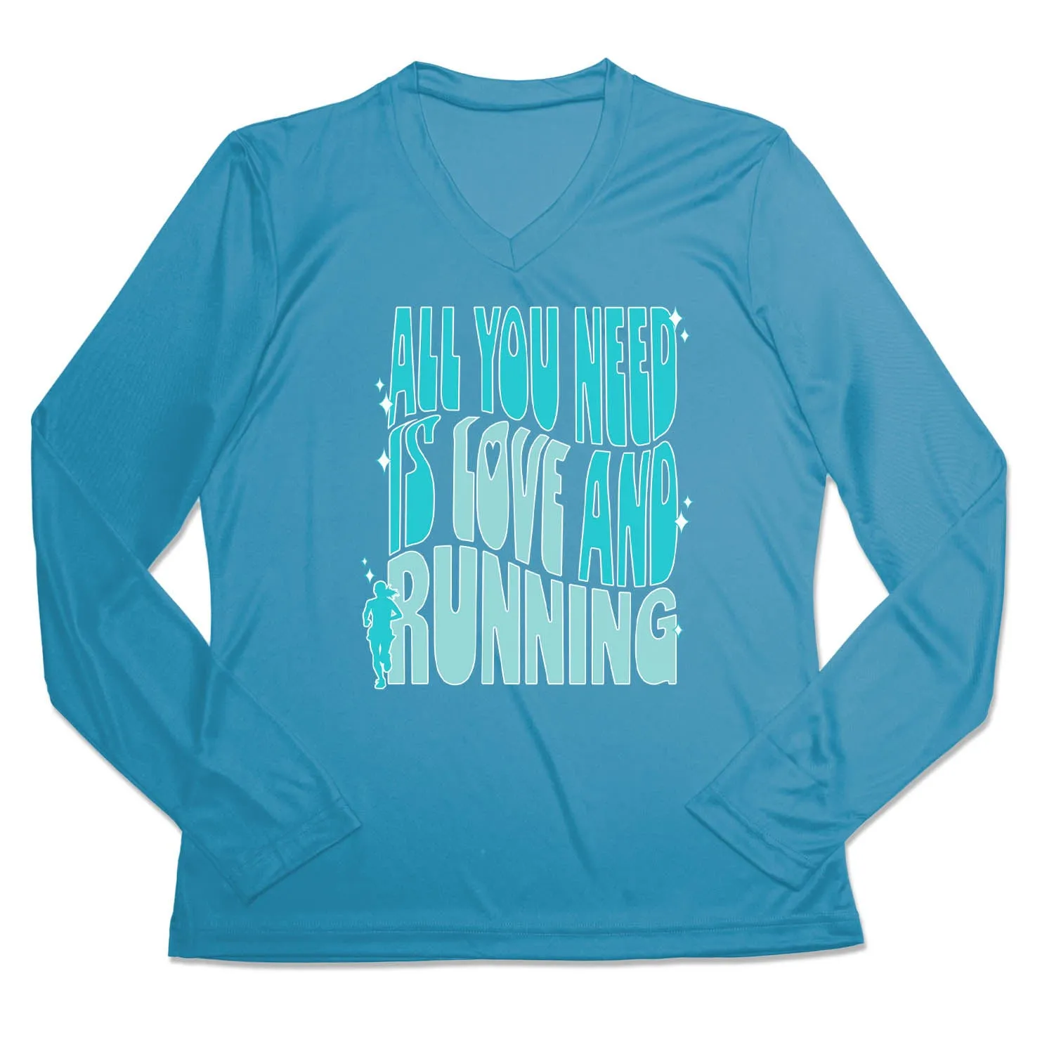 Women's Long Sleeve Tech Tee - All You Need is Love and Running Contrast Inner Binding