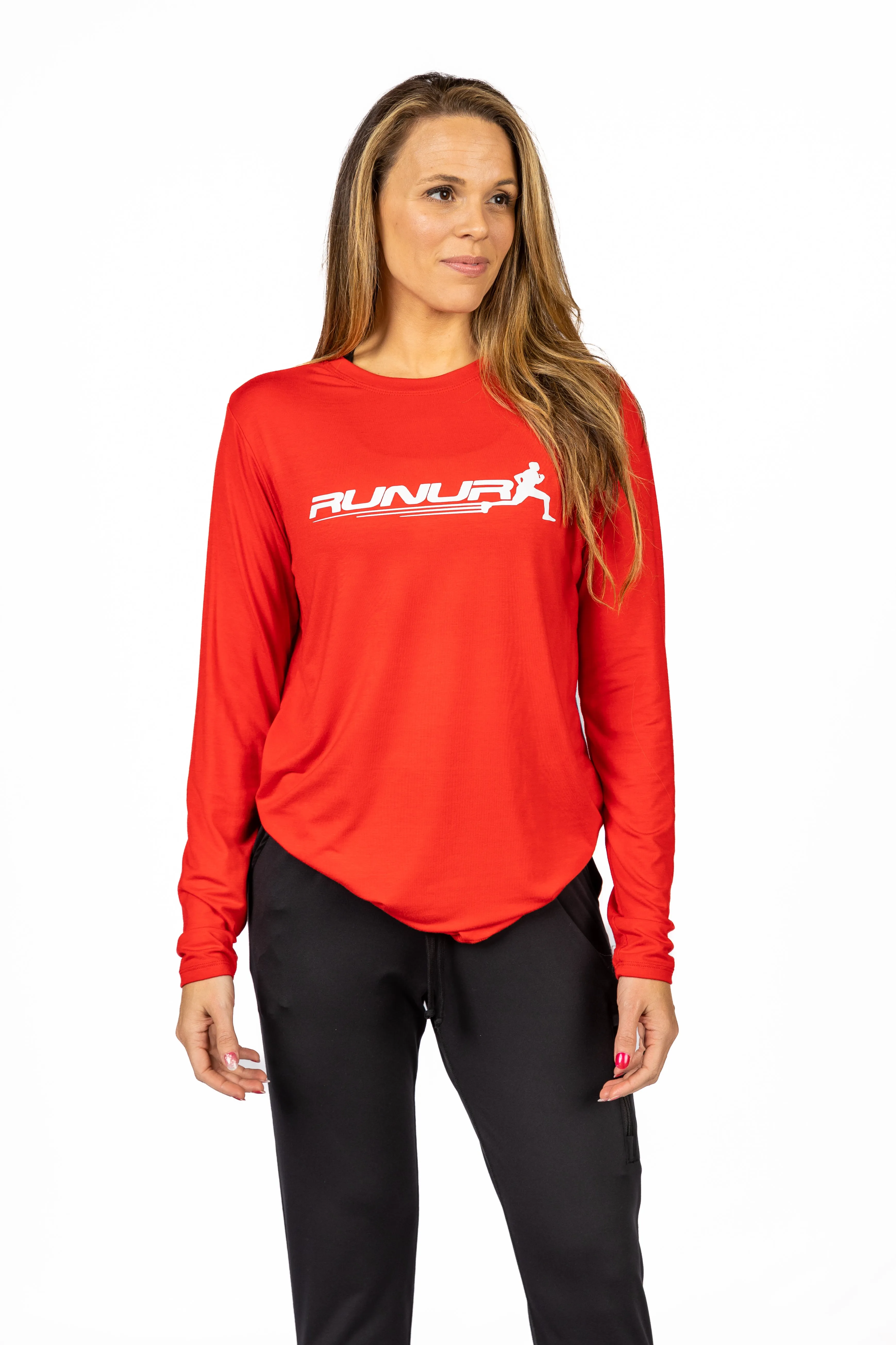 LONG SLEEVE TEE -  RED SCARLET - THE TAPER Non Restrictive Silhouette semi-formal style