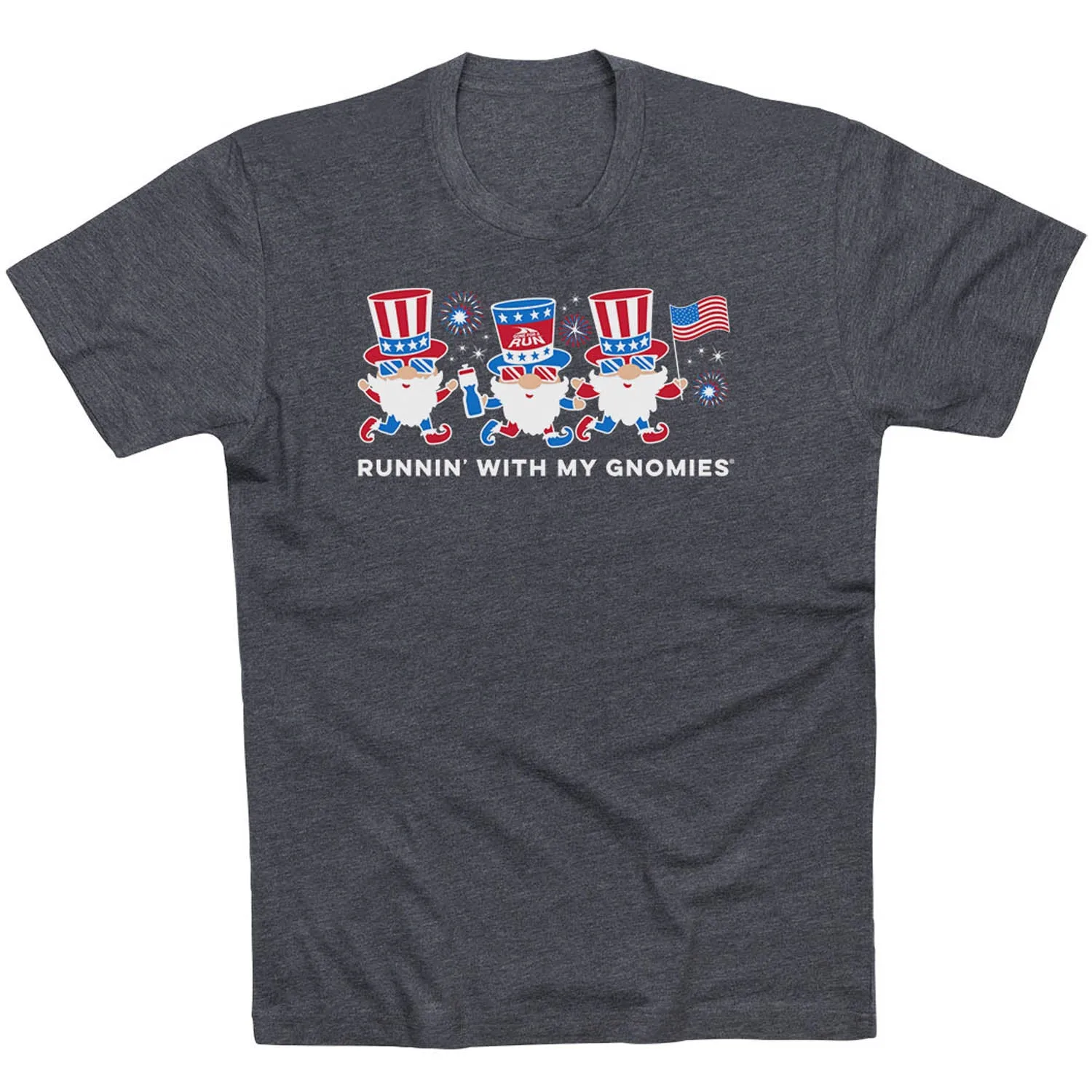 Running Short Sleeve T-Shirt - Runnin' With My Patriotic Gnomies Floral freshness