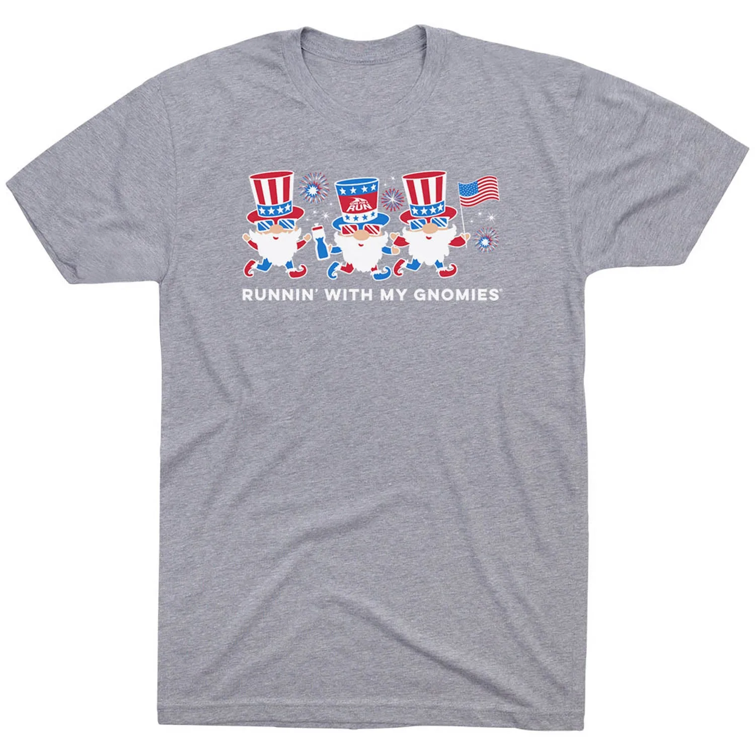 Running Short Sleeve T-Shirt - Runnin' With My Patriotic Gnomies Personalized Sporty Top