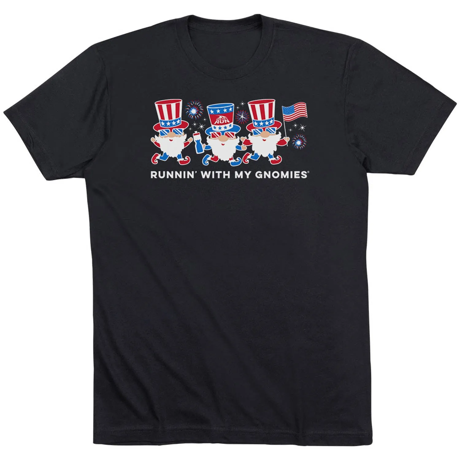 Layered Hem Design Running Short Sleeve T-Shirt - Runnin' With My Patriotic Gnomies