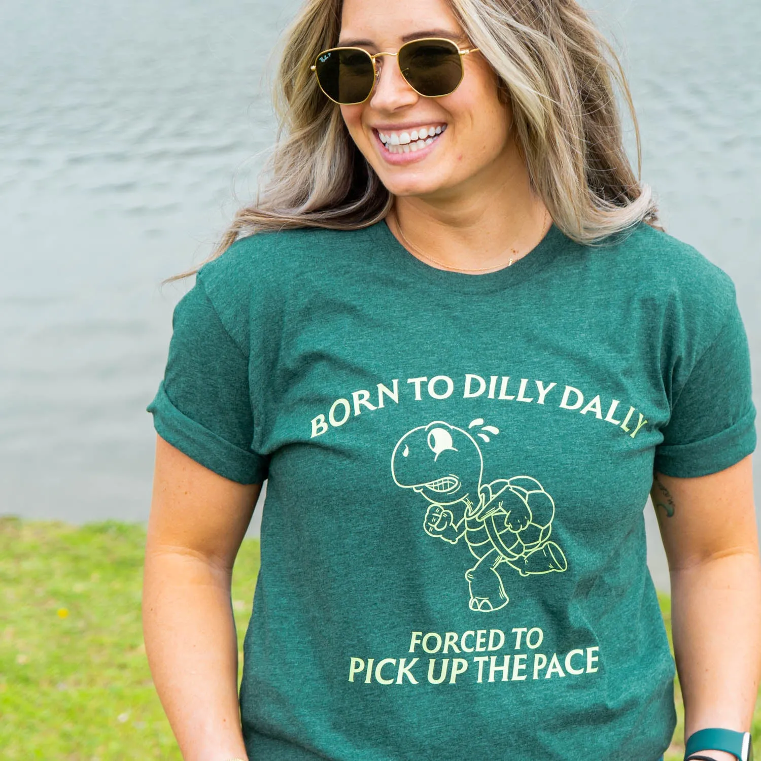 polo neck Casual Comfort Design Running Short Sleeve T-Shirt - Born to Dilly Dally