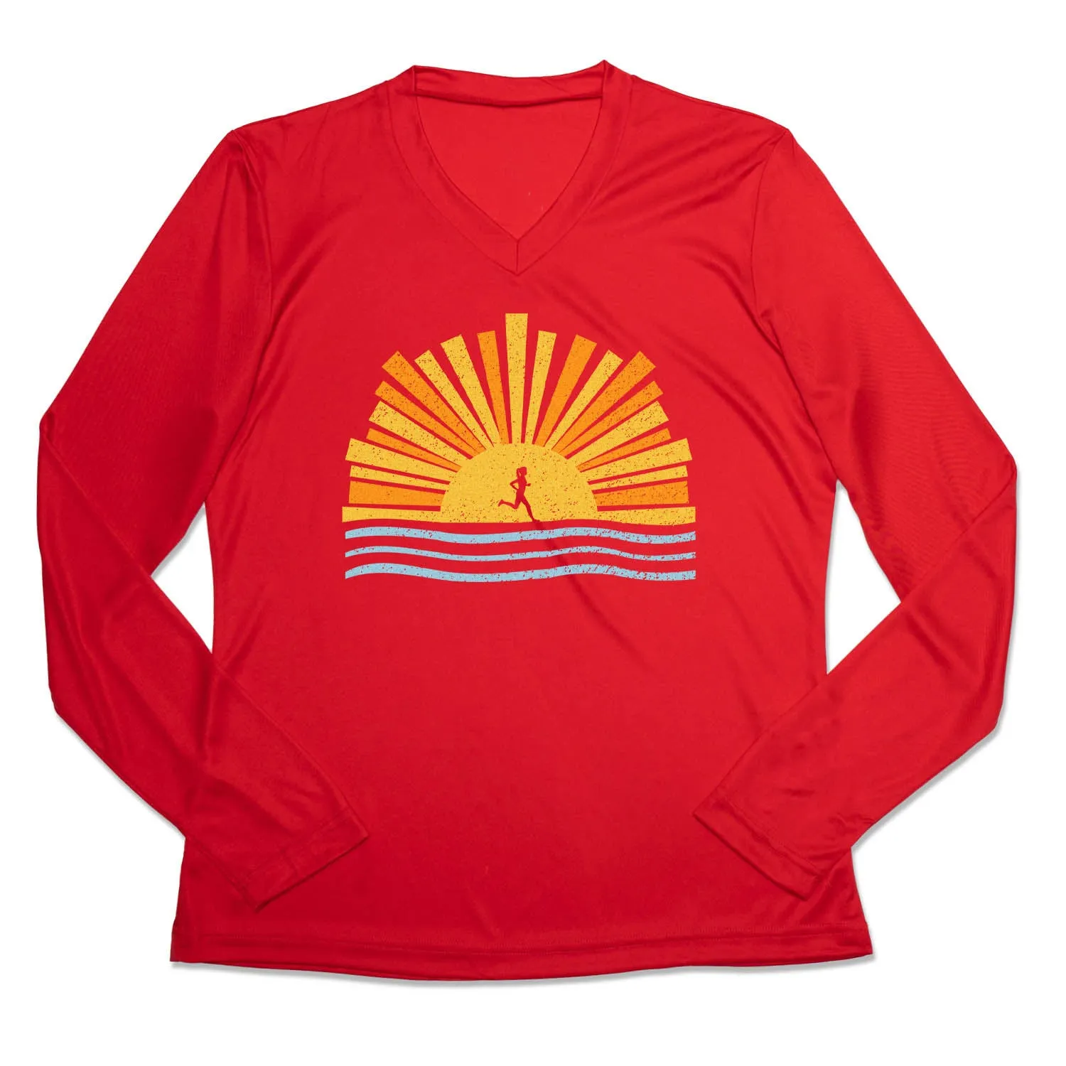 Women's Long Sleeve Tech Tee - Here Comes The Sun Relaxed Smart Workout Gear