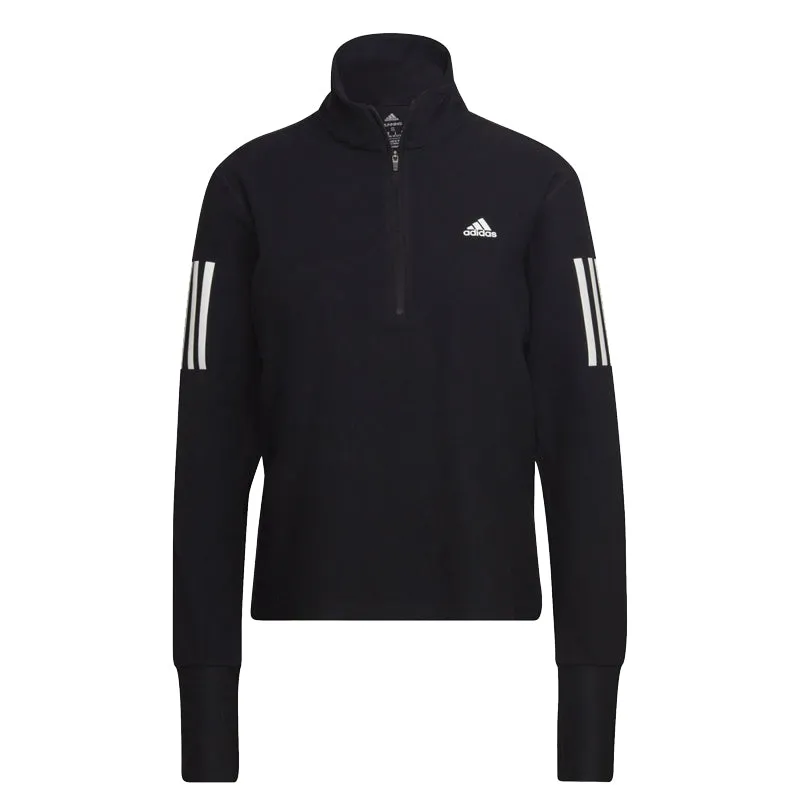 Sporty Active Wear Adidas Own The Run Half Zip Long Sleeve Women's Running Top - Black