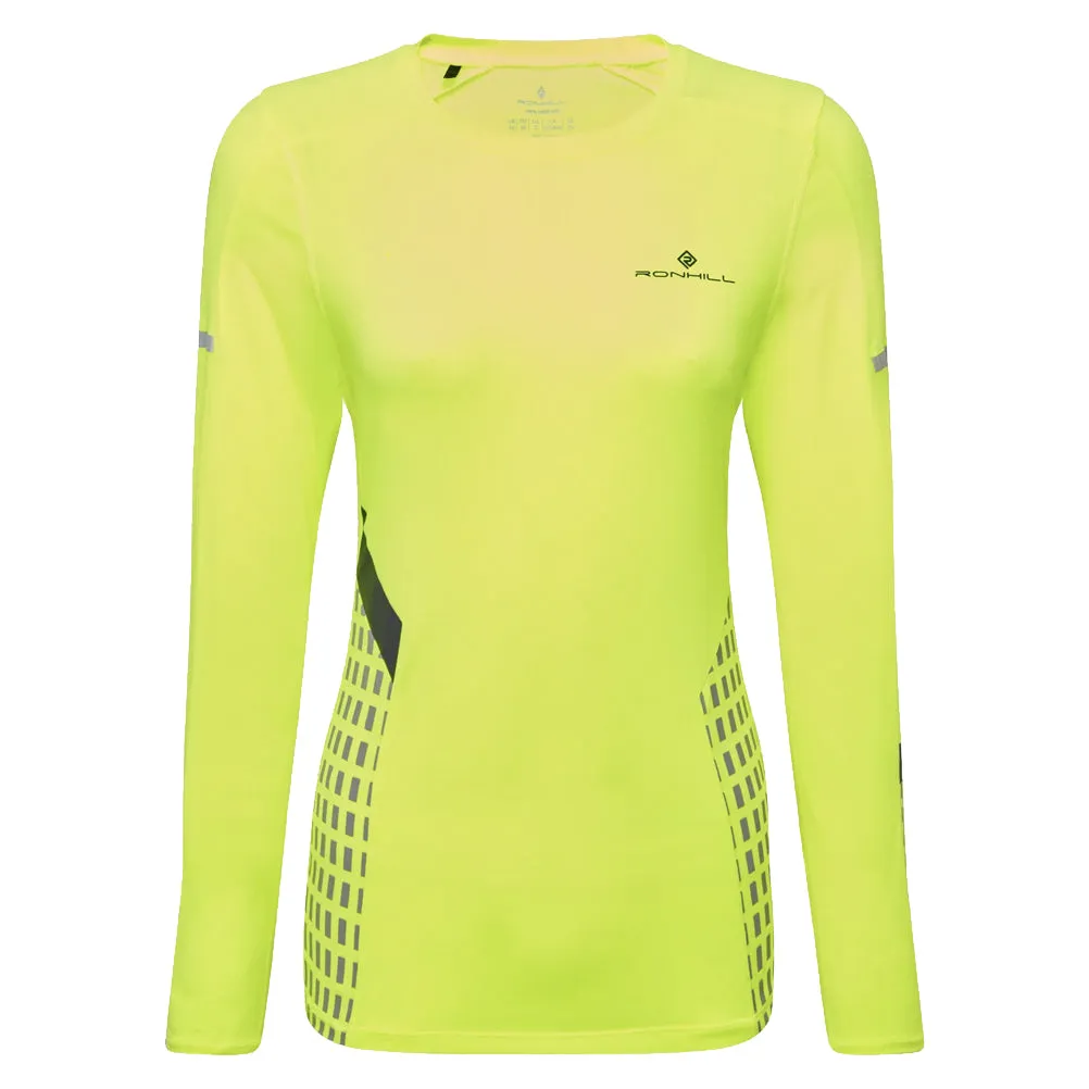 Ronhill Tech Afterhours Long Sleeve Women's Running Tee - Fluo Yellow Fit For Comfort