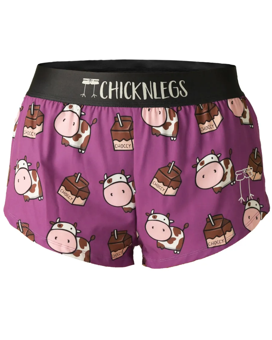 Women's Choccy Cows 1.5" Split Shorts Retro Style