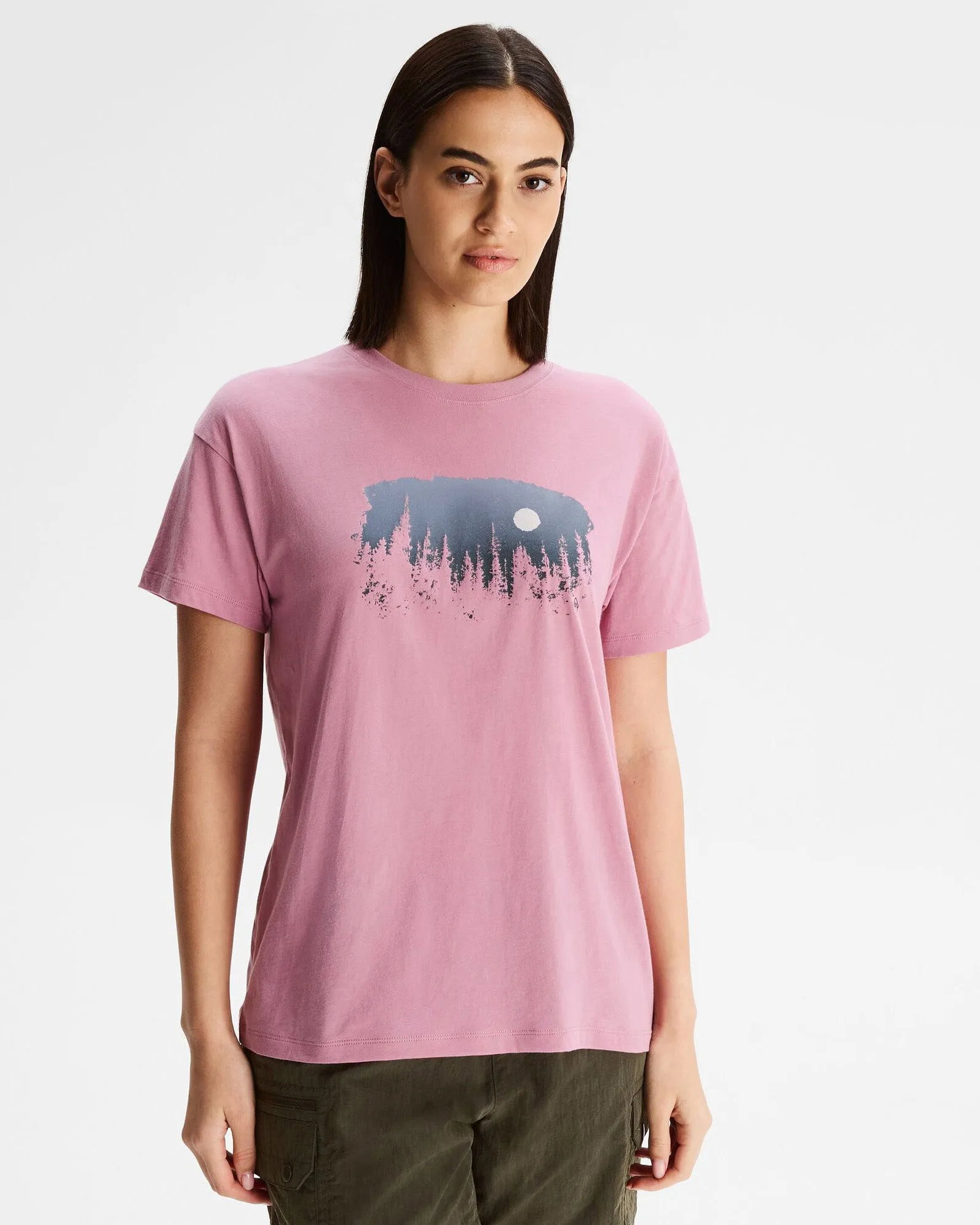 Friction Free Inner Lining Women's Tree Line Organic Cotton T-shirt - Orchid