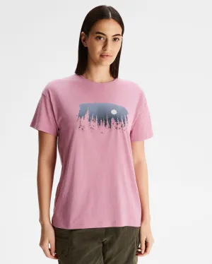 Friction Free Inner Lining Women's Tree Line Organic Cotton T-shirt - Orchid