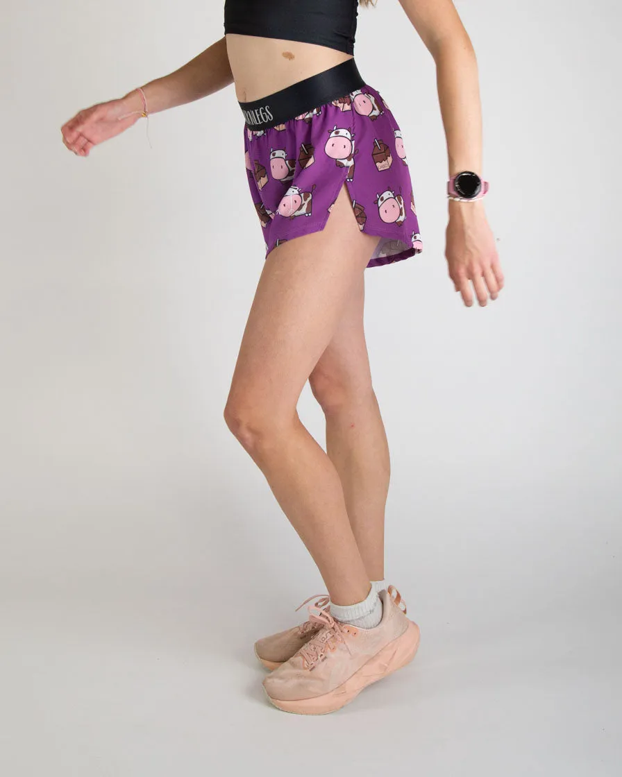 skin friendly Women's Choccy Cows 4" Split Shorts