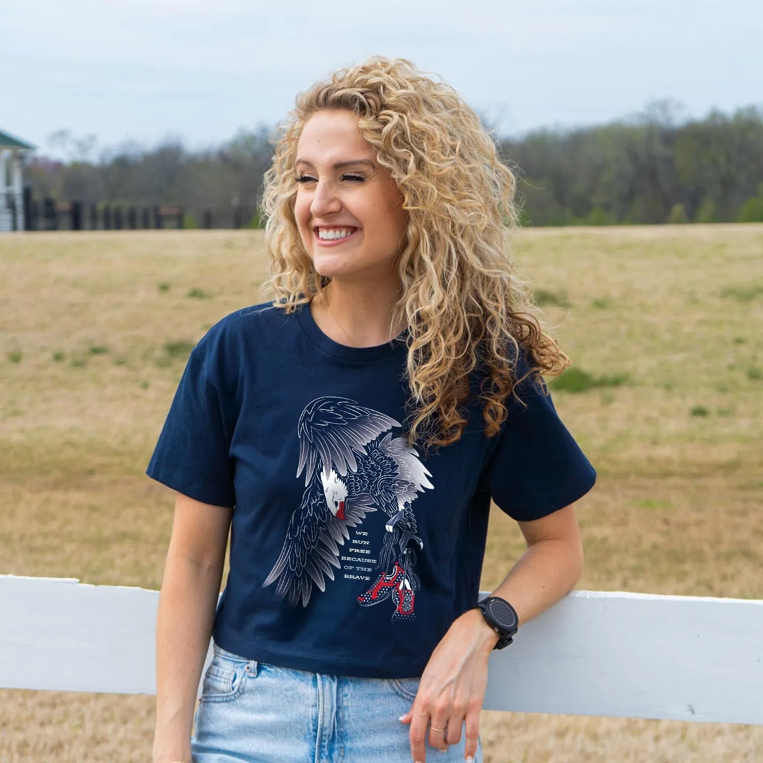 Effortless Wear Running Short Sleeve Crop Tee - Because of The Brave