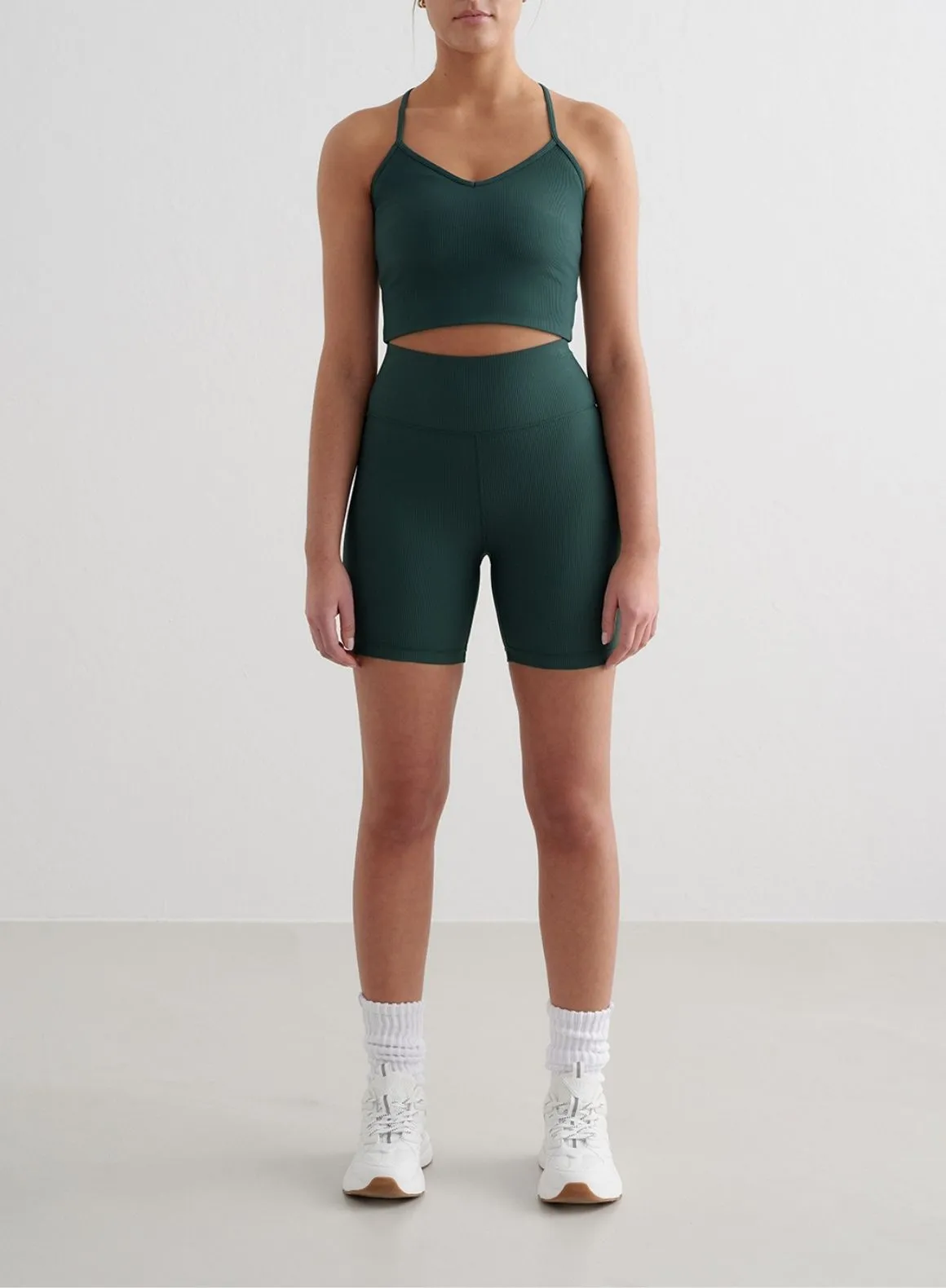 Deep Emerald Ribbed Performance Bralette Comfortable layering piece Odor Control Technology