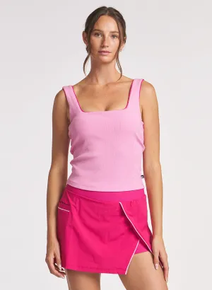 Piped Square Neck Tank Yoga Friendly Back Design