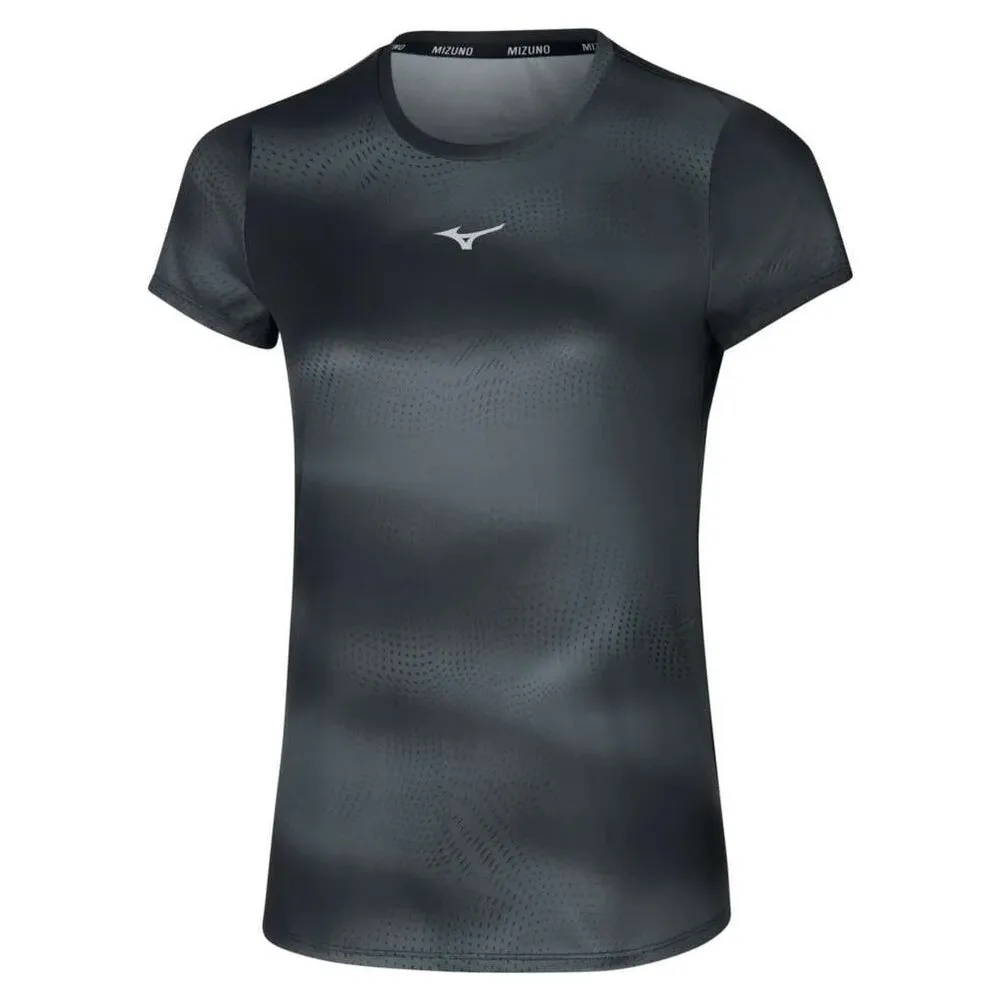 Printed Logo Mizuno Core Graphic Women's Running Short Sleeve Tee - Black