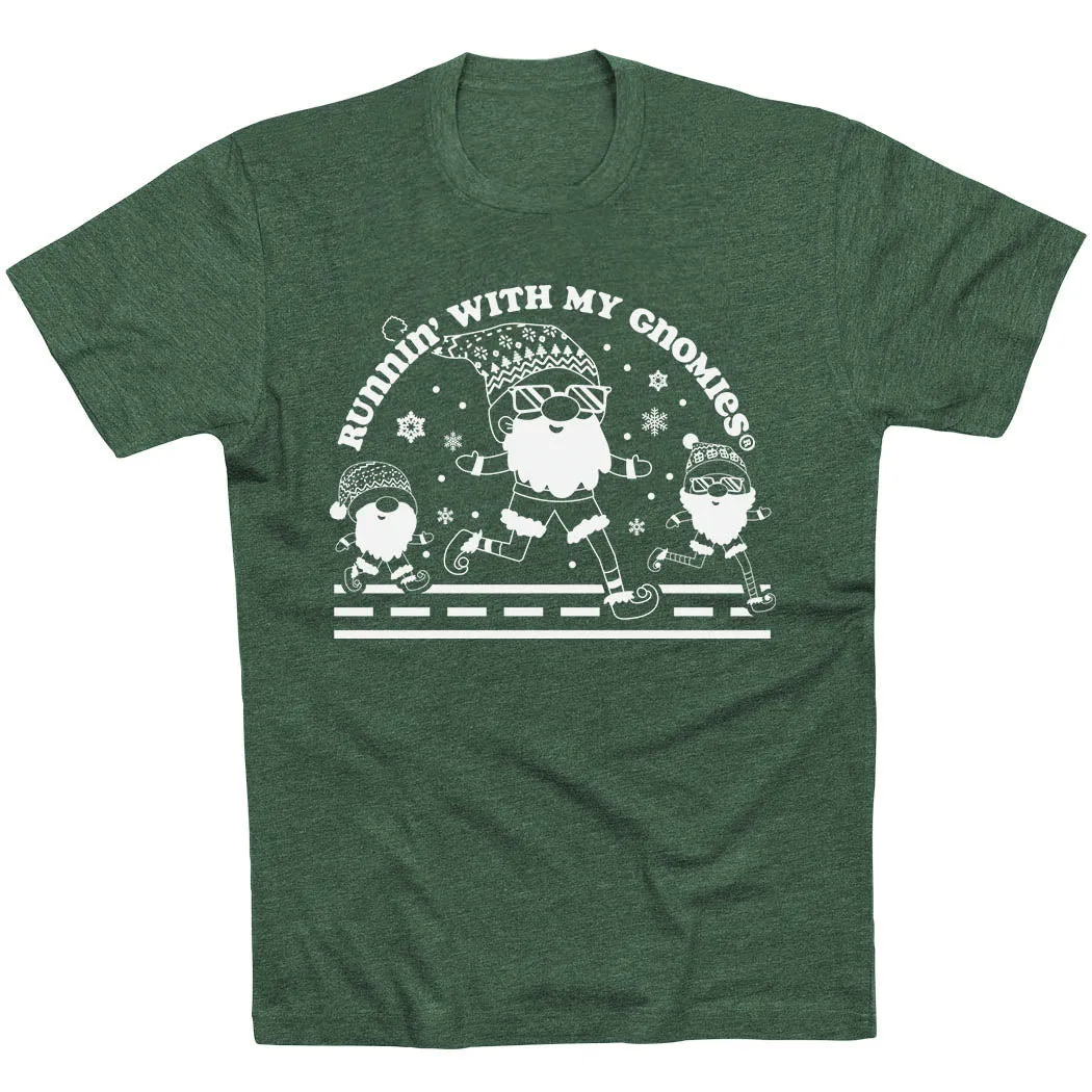 Recycled Polyester Thread Running Short Sleeve T-Shirt - Runnin' With My Gnomies?? - Christmas 2023
