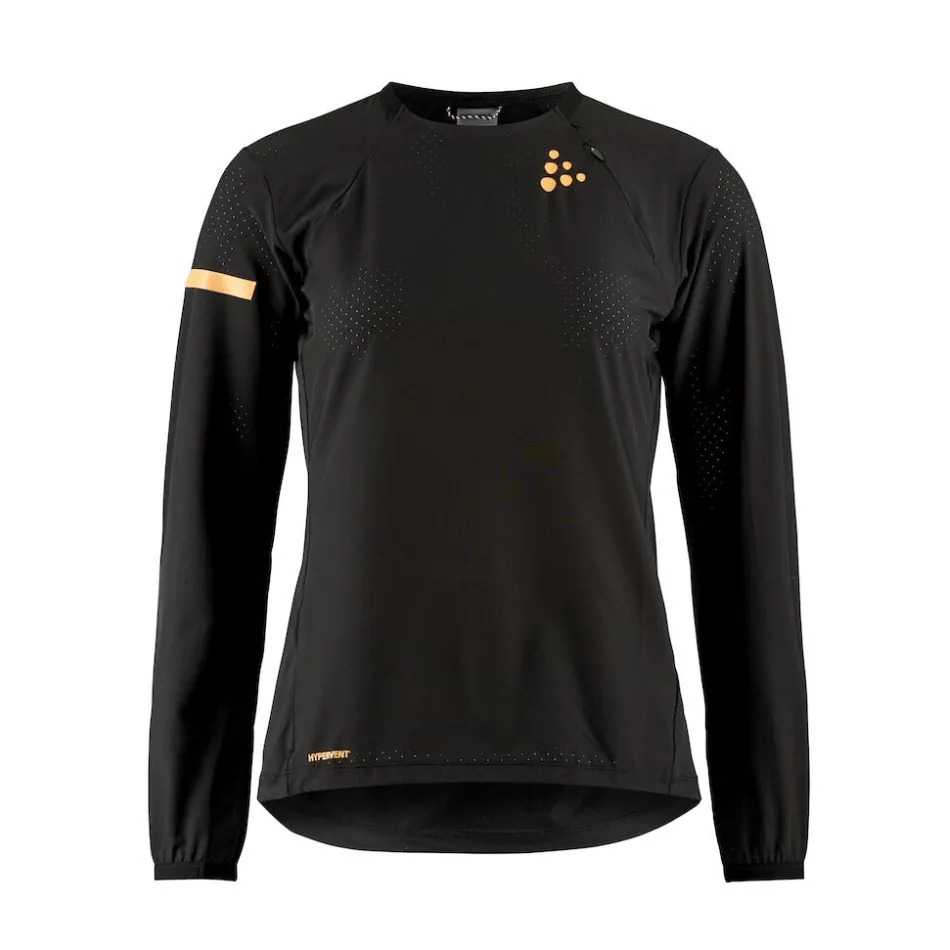 Moisture Wicking Technology Craft Women's Pro Hypervent Long Sleeve Wind Top 2 in Black SS25