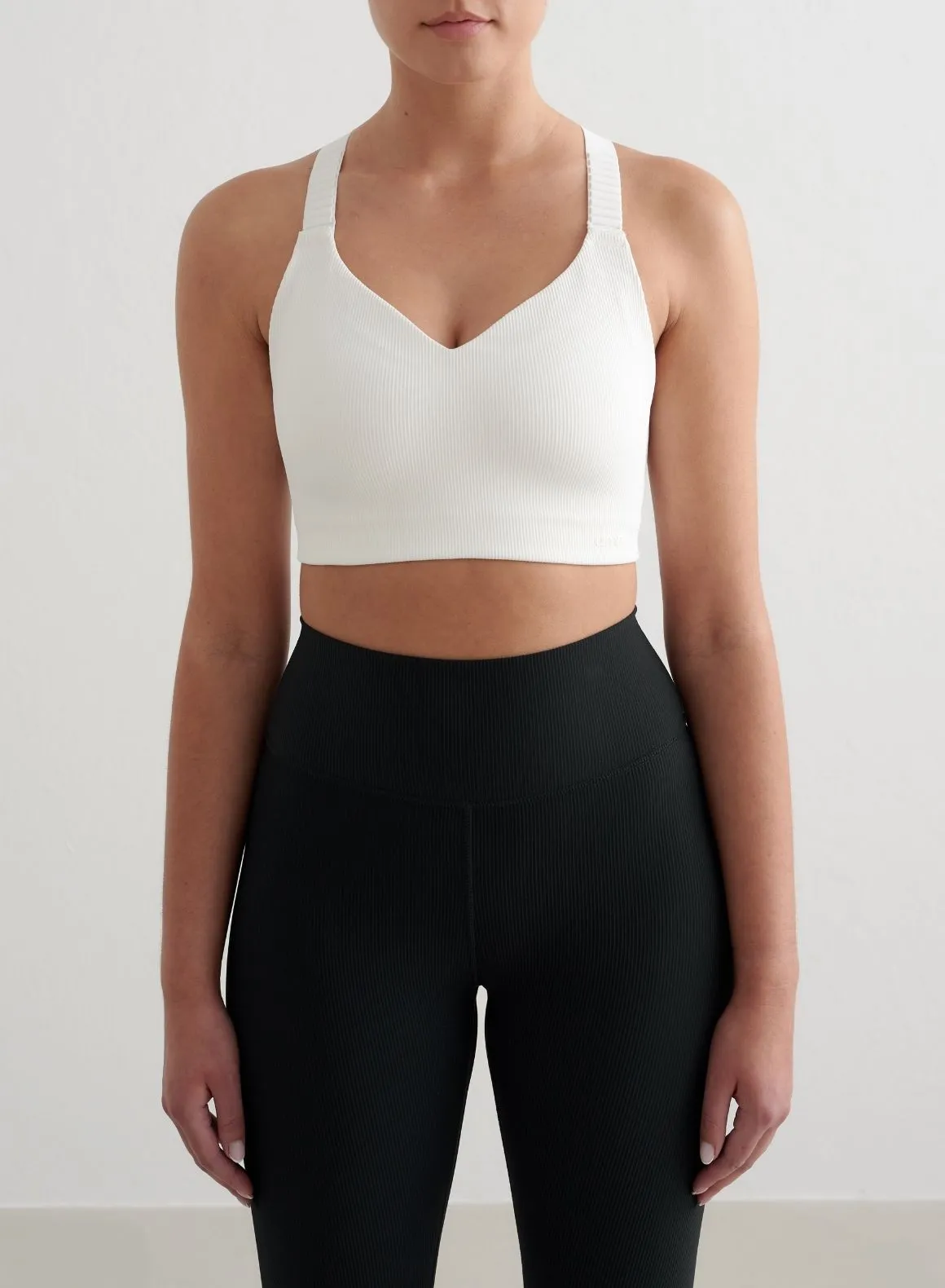 Supportive Underwire White Ribbed Performance Support Bra