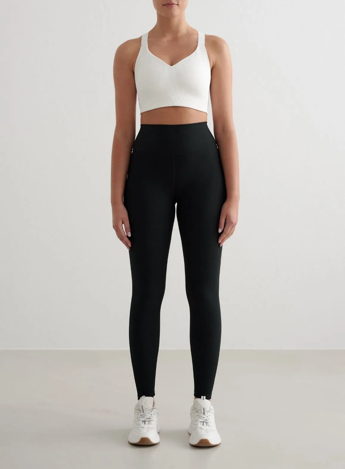 dancers Embroidered edges White Ribbed Performance Support Bra