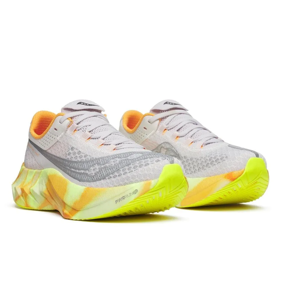 Saucony Women's Endorphin Pro 4 Running Shoes in Fog/Peel SS25 Energy Cell Midsole Sweat Control