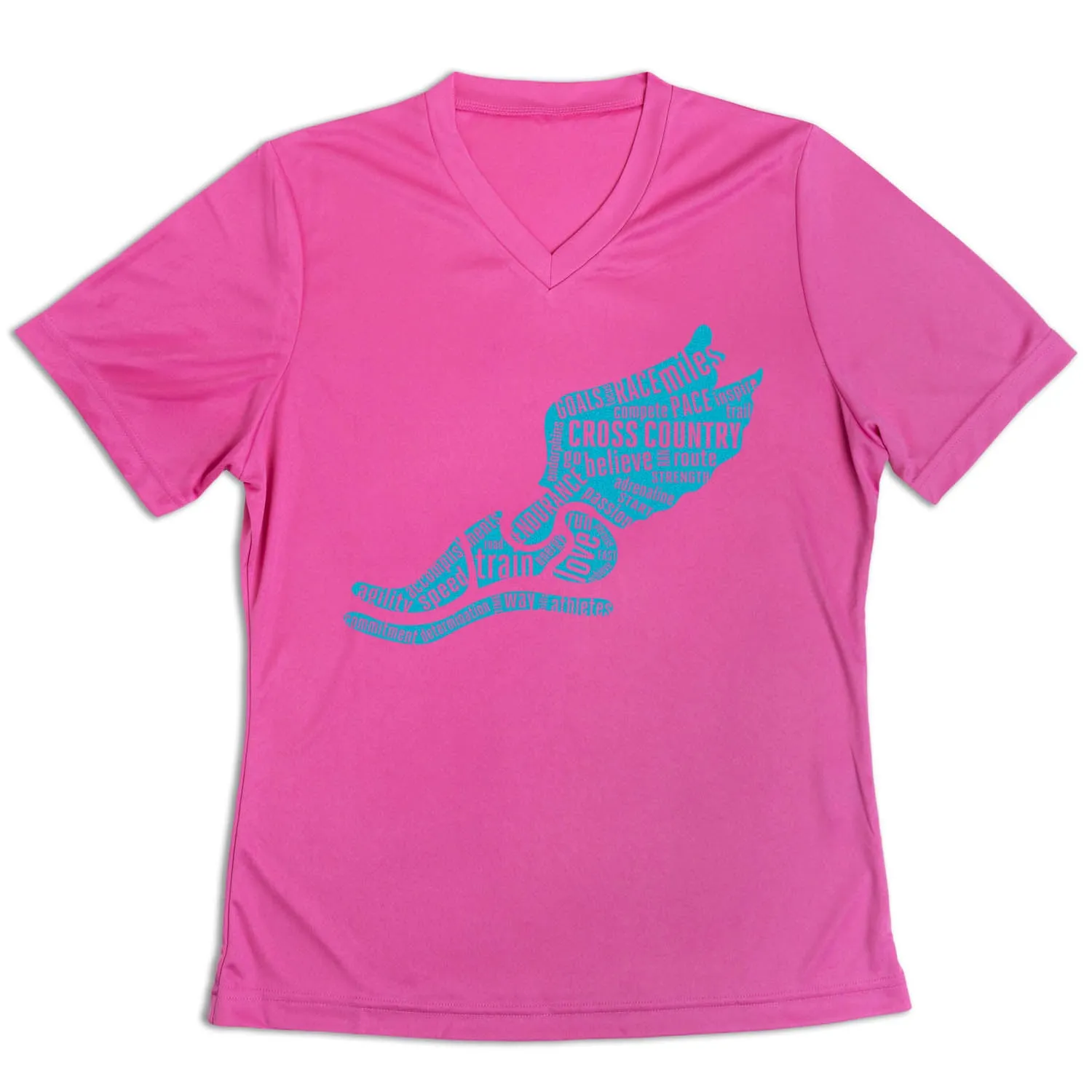 Chafe Free Armhole Women's Short Sleeve Tech Tee - Winged Foot Inspirational Words