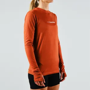 All Day Wear Casual Wearable Women's Tarkine Long Sleeve Ultra-Eco Run Tee (Orange/Standard Thickness)