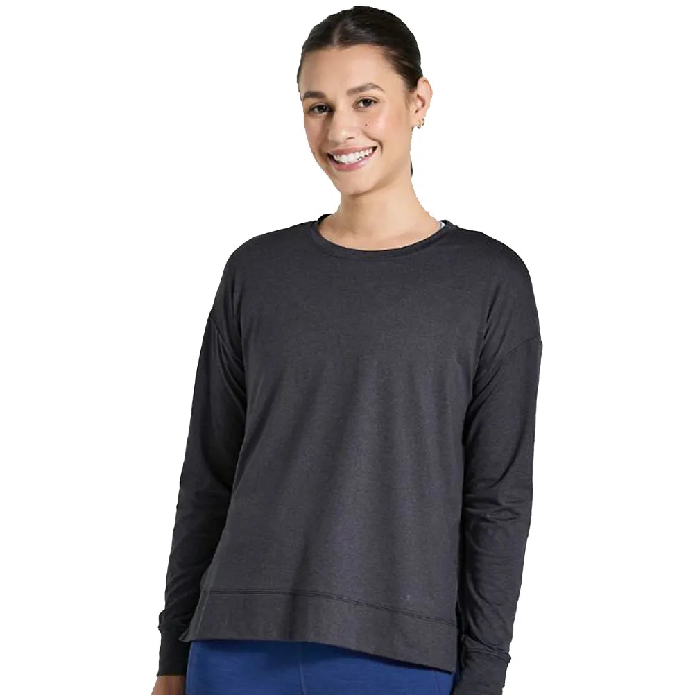 Flexible Ribbed Cuffs Odor Resistant Treatment Saucony Sunday Women's Layer Running Tee - Black Heather