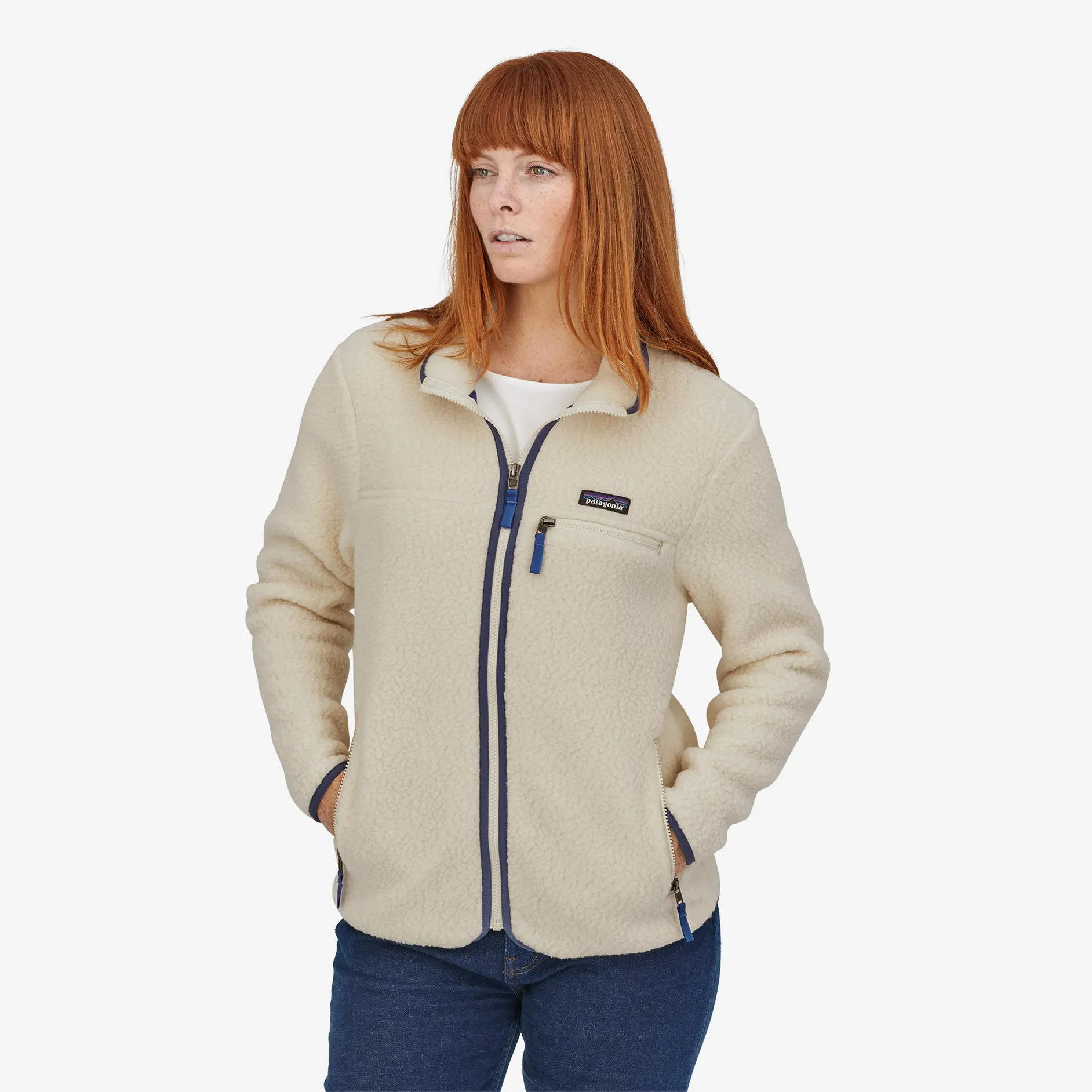Patagonia Women's Retro Pile Fleece Jacket Natural foldable Defend